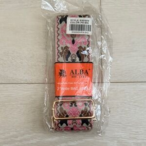 3/$10 Alba Pink and Brown Bag Strap with Gold Accents